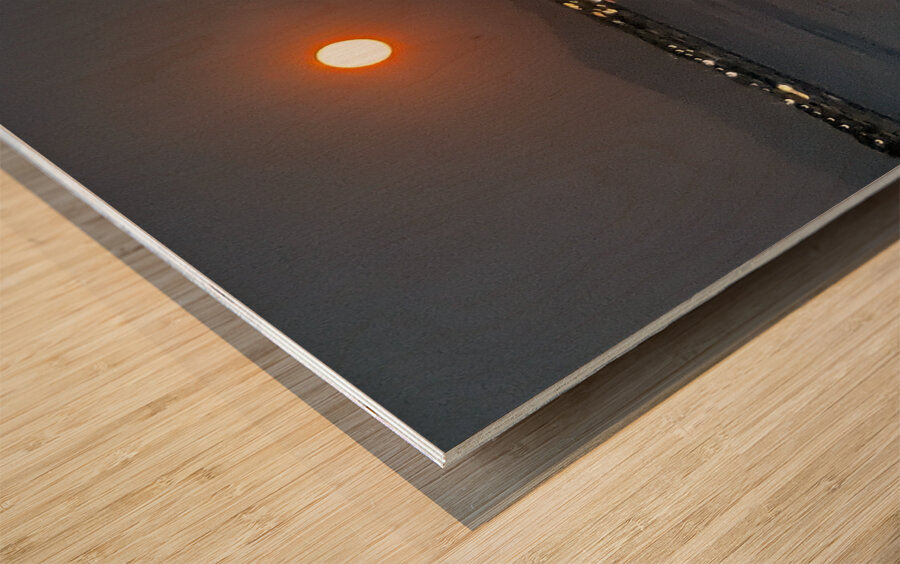 Full Moon At Sea Wood print