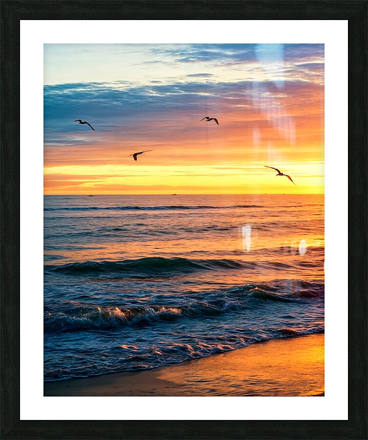 Sunset Over Gentle Waves At The Beach Picture Frame print