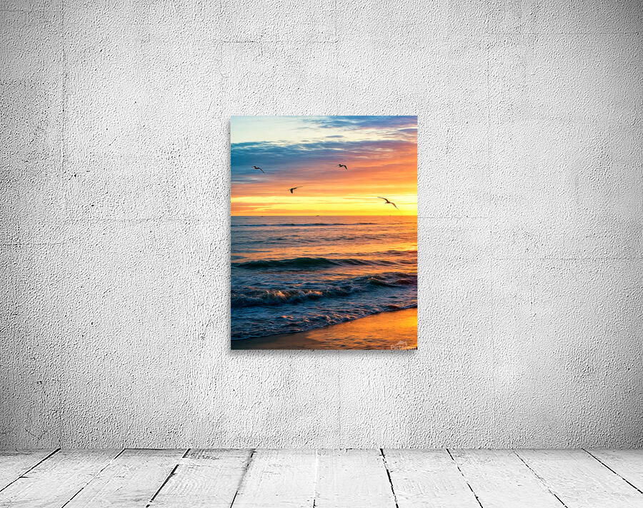 Sunset Over Gentle Waves At The Beach Wall Preview