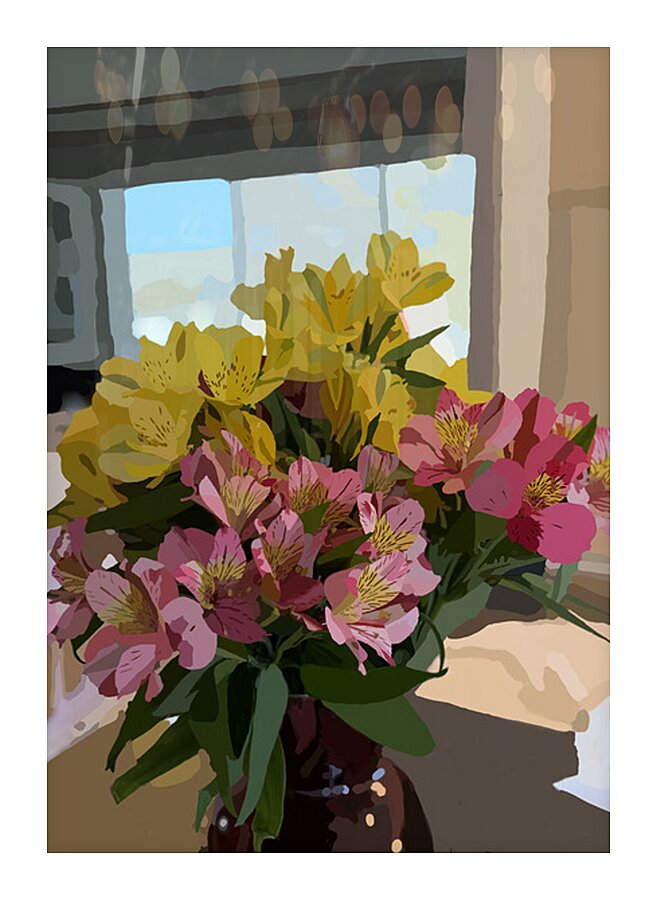 Alstroemeria On My Kitchen Table Picture Frame print
