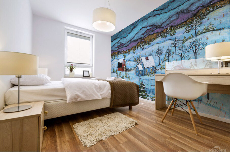 winter farm Mural print