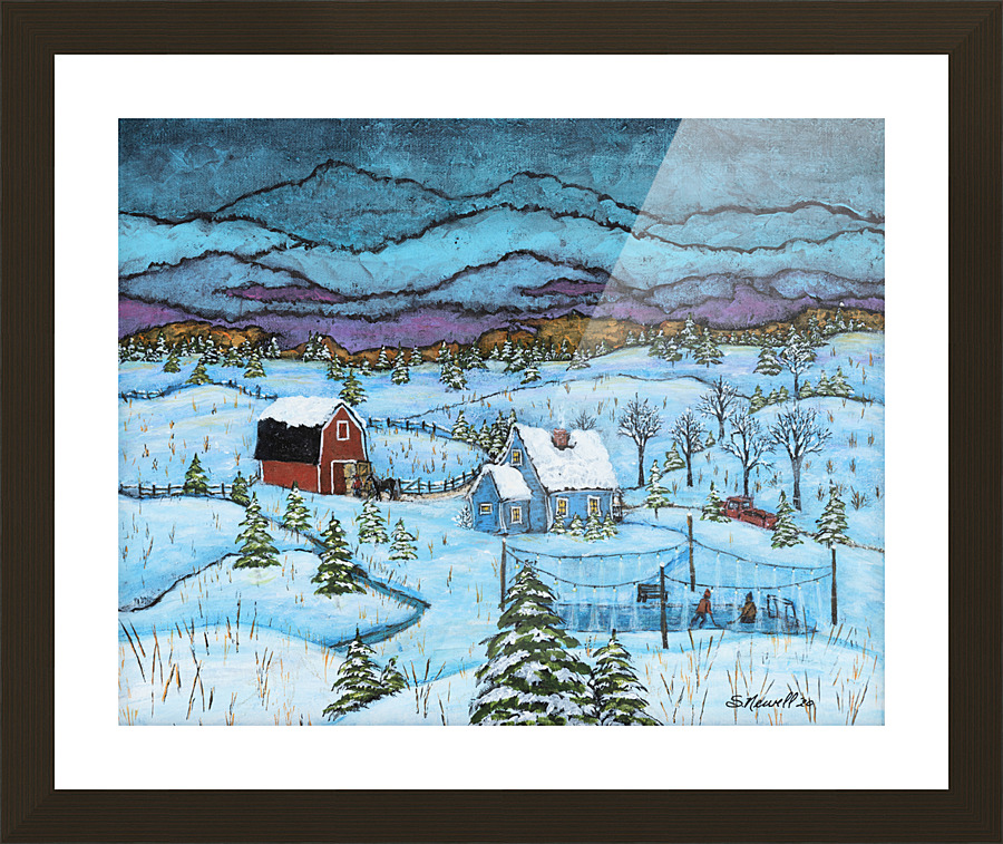 winter farm Picture Frame print
