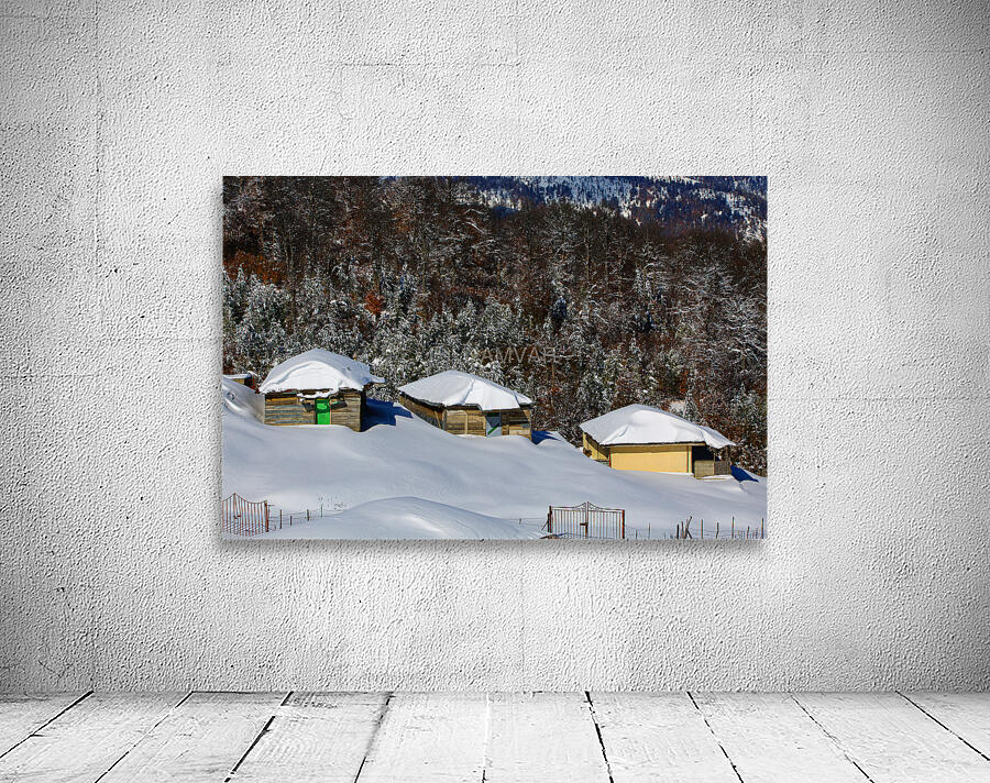 Snowy Cabins Wall Preview