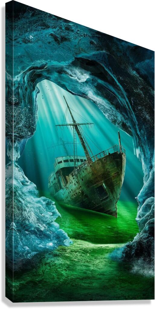 Crushed ship submerged Canvas Print