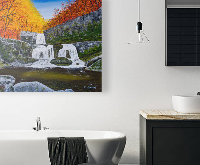 Karl Mieluk Autumn By The Waterfall 2022 by Karl Mieluk