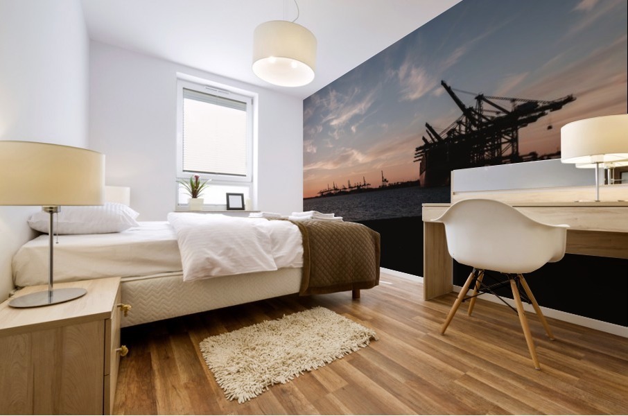 Sunset at the Port Mural print
