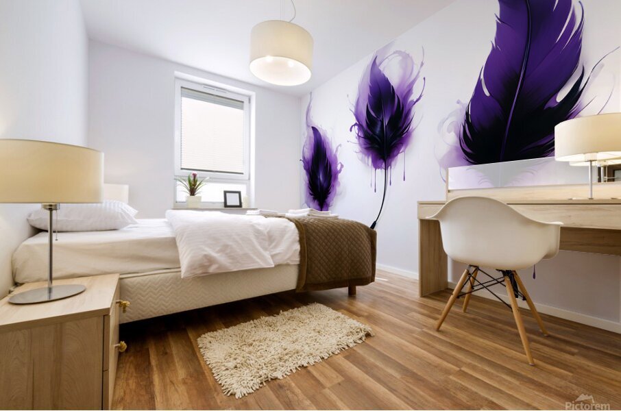 Purple Feathers   Mural print