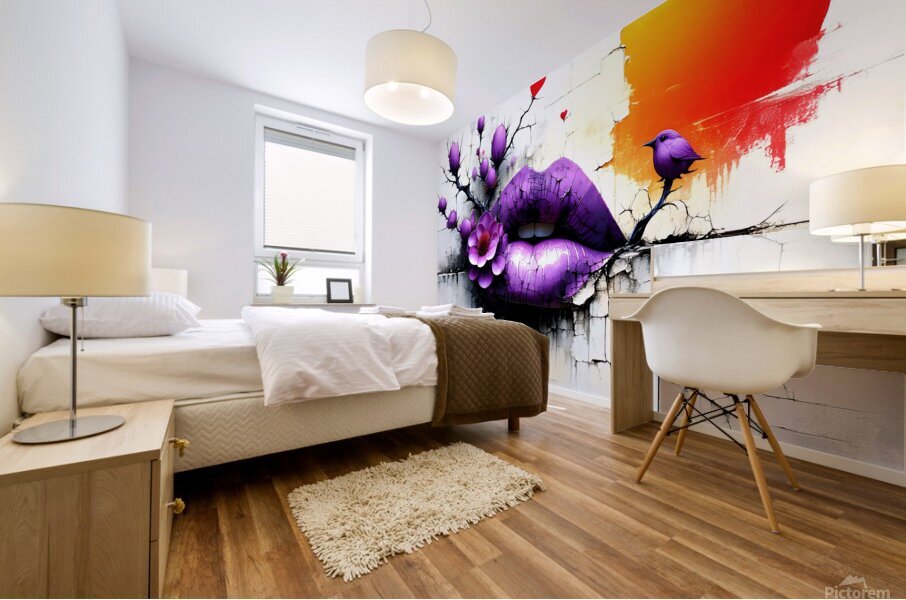 Purple Lips Mural print