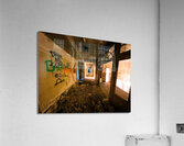 Decaying Hallway With Grafiti In Abandoned Luxurious Hotel Acrylic Print