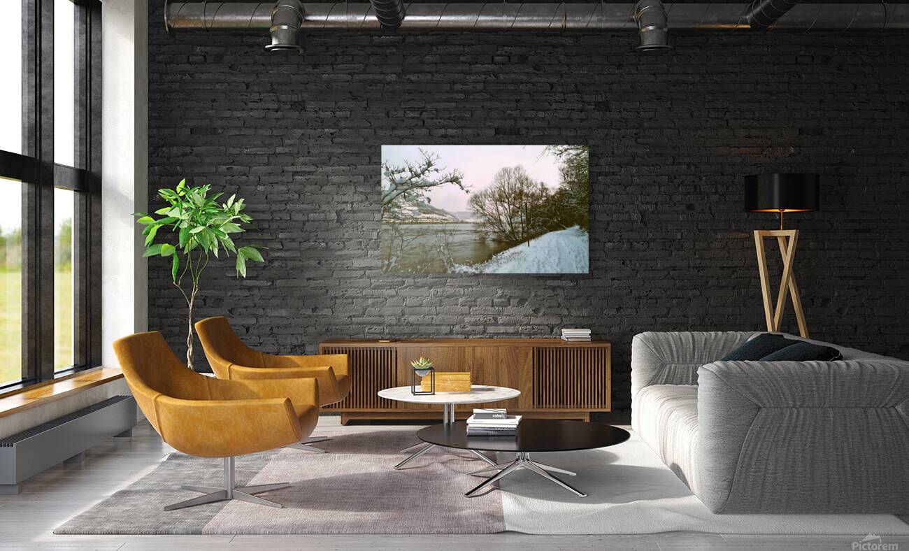 Snowy Sunset On Riversite Vintage Reproduction