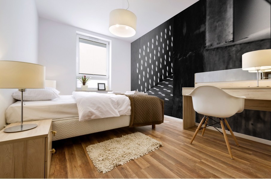 Light Pattern Cast on Concrete Mural print