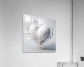  A three dimensional white geometric heart is flo Acrylic Print