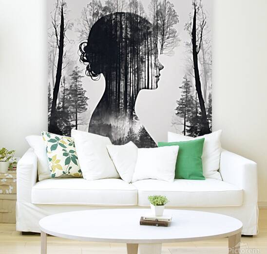  Silhouette of a Nordic queen filled with a fores by faty73