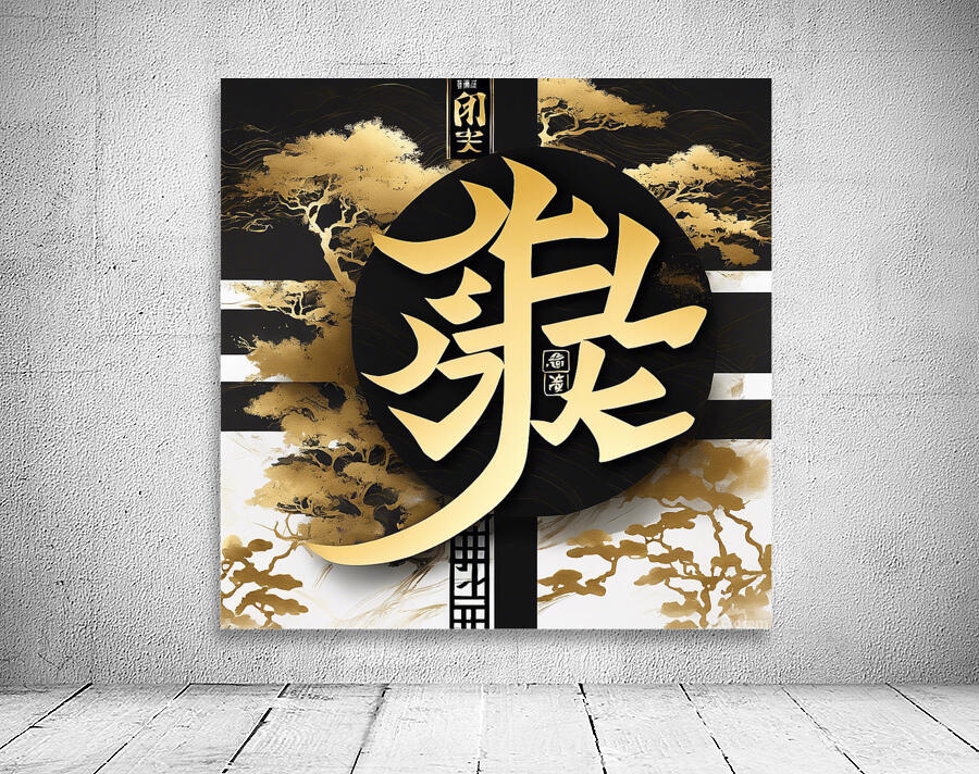  japaneese Kanji art black and gold color with hi Wall Preview