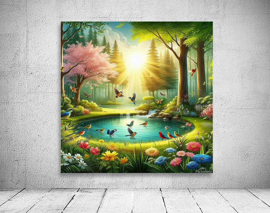 Abstract Spring Scenes spring scene with bright sunlight dense trees by Art Accent Gallery ...