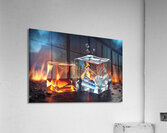 Default an ice cube next to a fire cube captured Acrylic Print