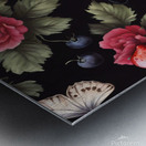  Cottage core vibrant florals with a butterfly on black  Metal print