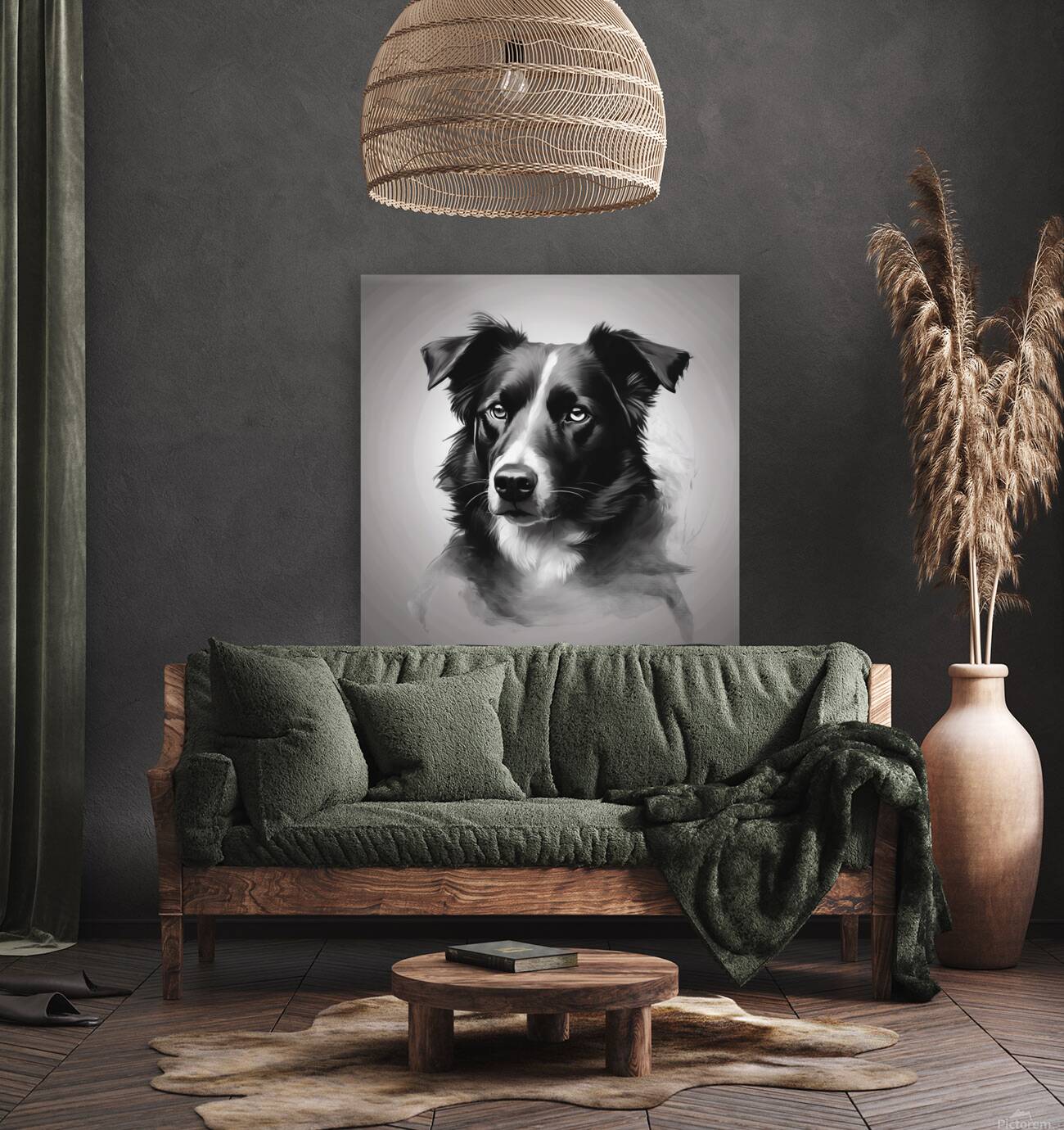  Black and white dog face vector procreate Reproduction