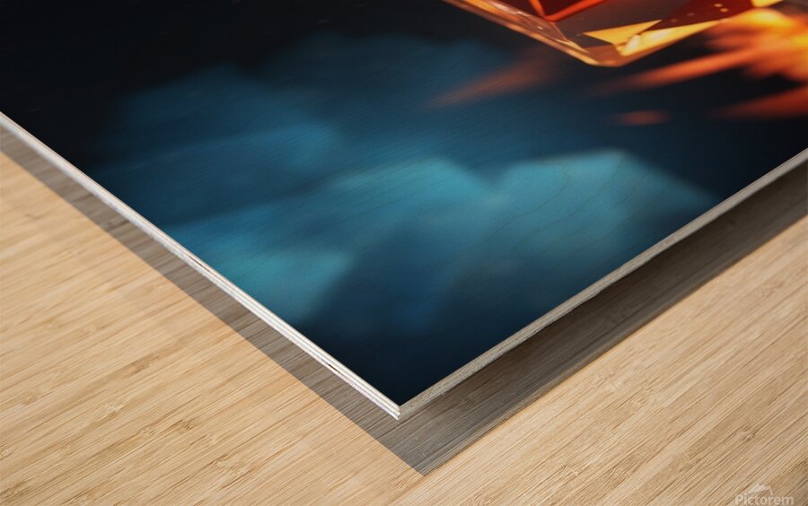 Default an ice cube next to a fire cube captured Wood print
