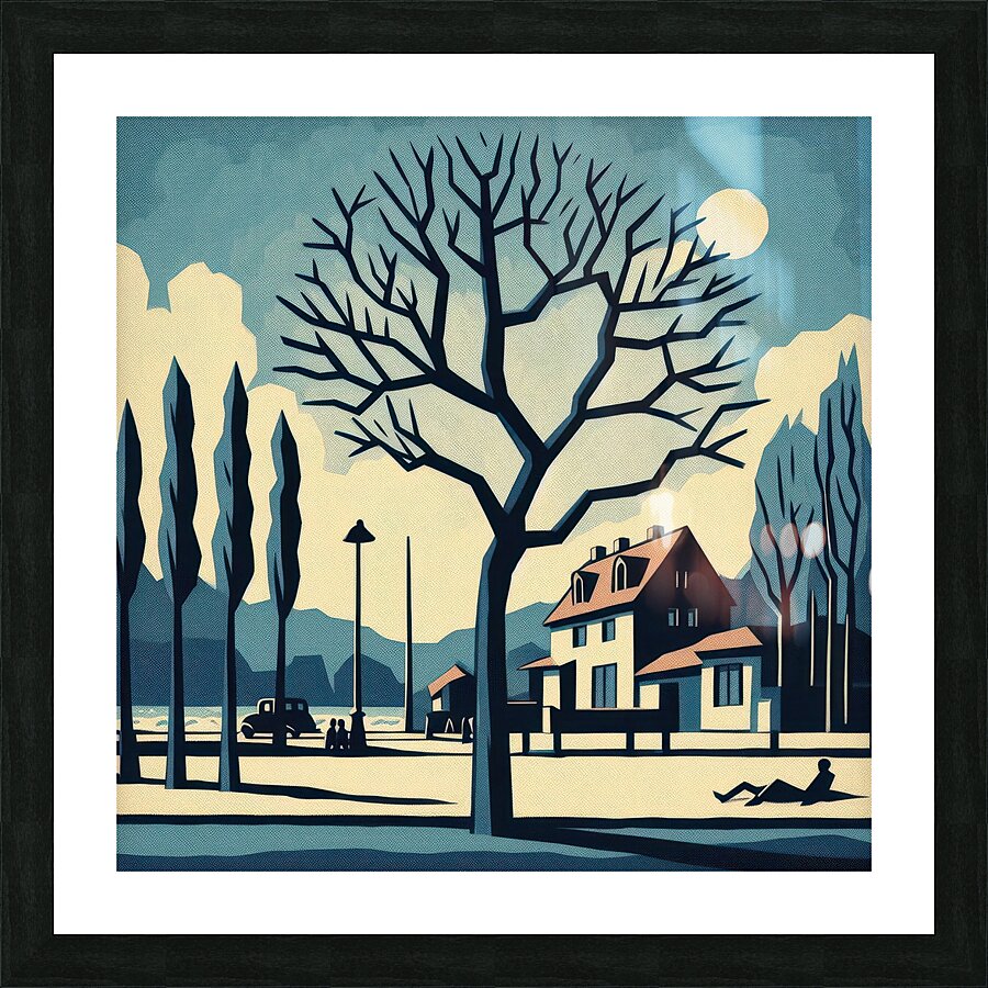 tree on road Picture Frame print