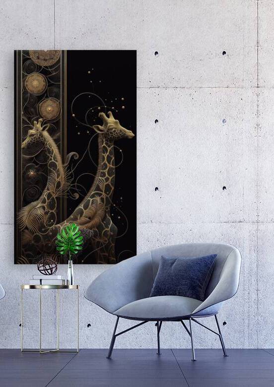 Gold Giraffe Design with Black Background 13 by arts to hearts