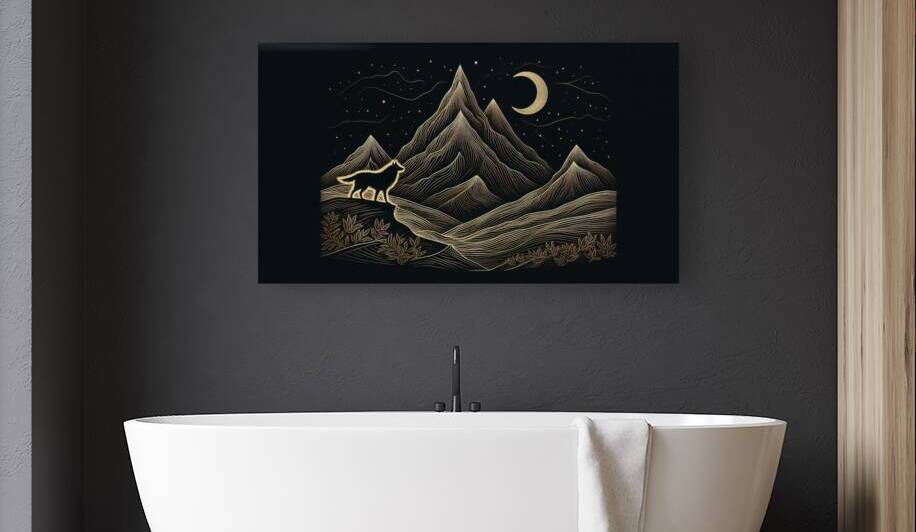 Golden Wolf Design with Black Background 14 by arts to hearts
