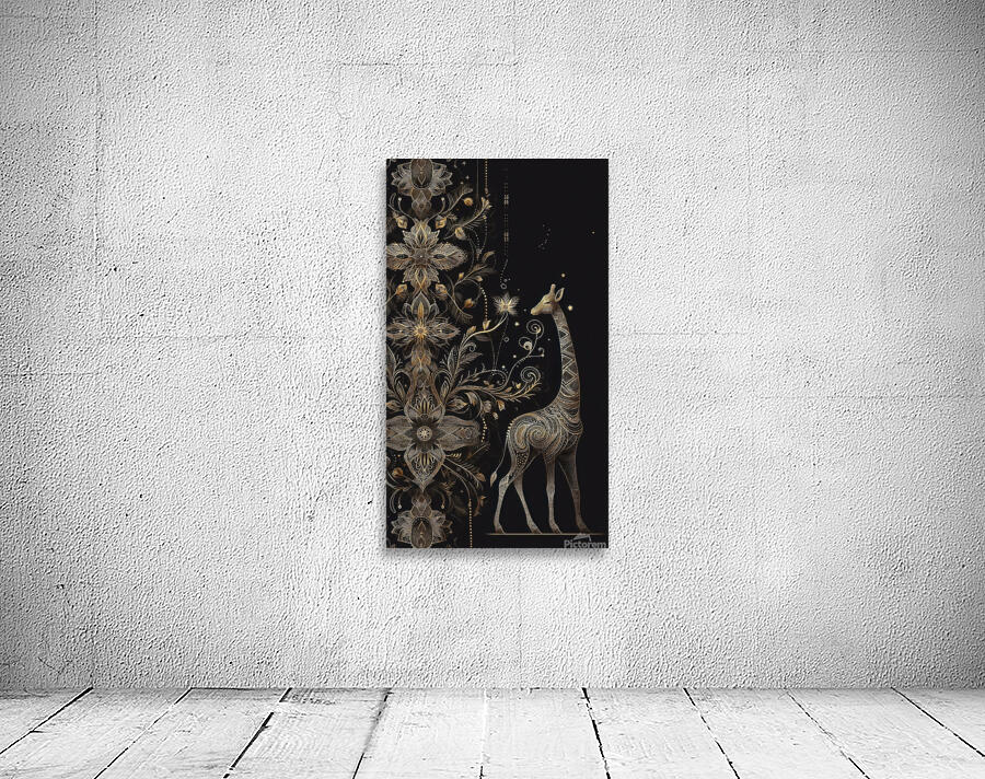 Gold Giraffe Design with Black Background 6 Wall Preview