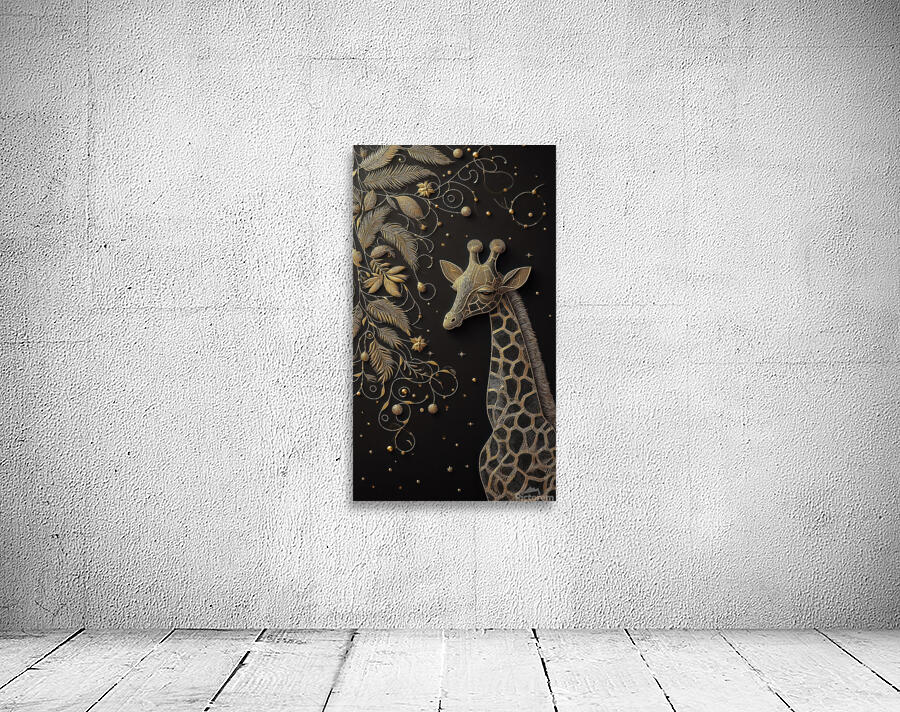 Gold Giraffe Design with Black Background 8 Wall Preview