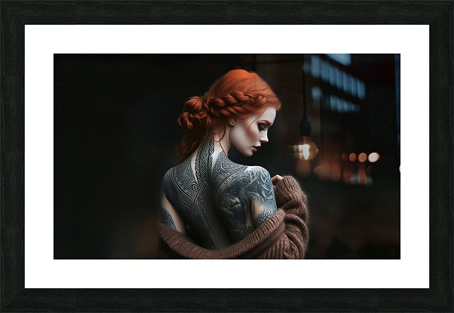 Ginger with a Celtic tattoo Picture Frame print