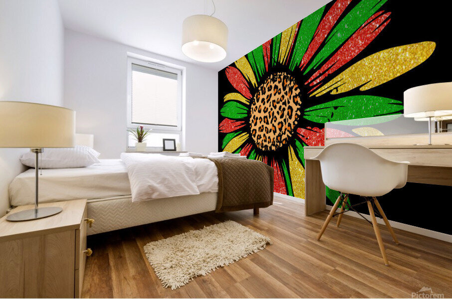 Ethiopian flag sunflower Mural print