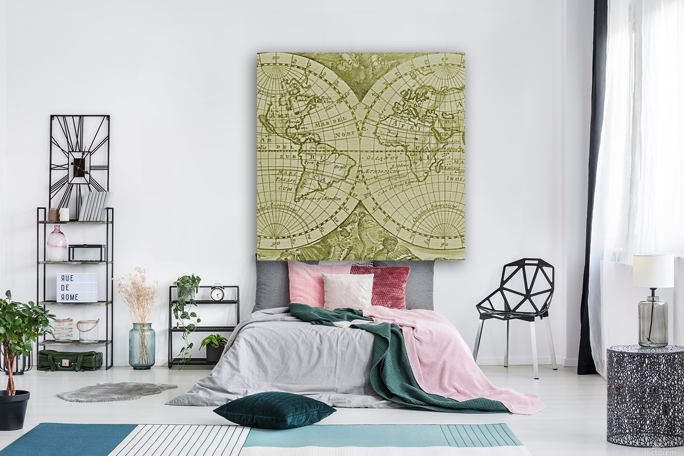 Vintage Mapa Mundi  Reproduction