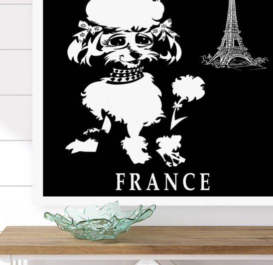 Paris france dog Poodle travel poster by Conte Monfrey