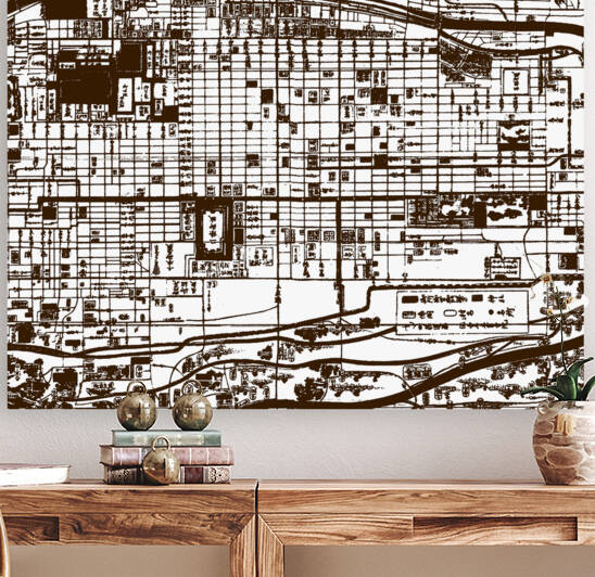 Antique Oriental town map by Conte Monfrey