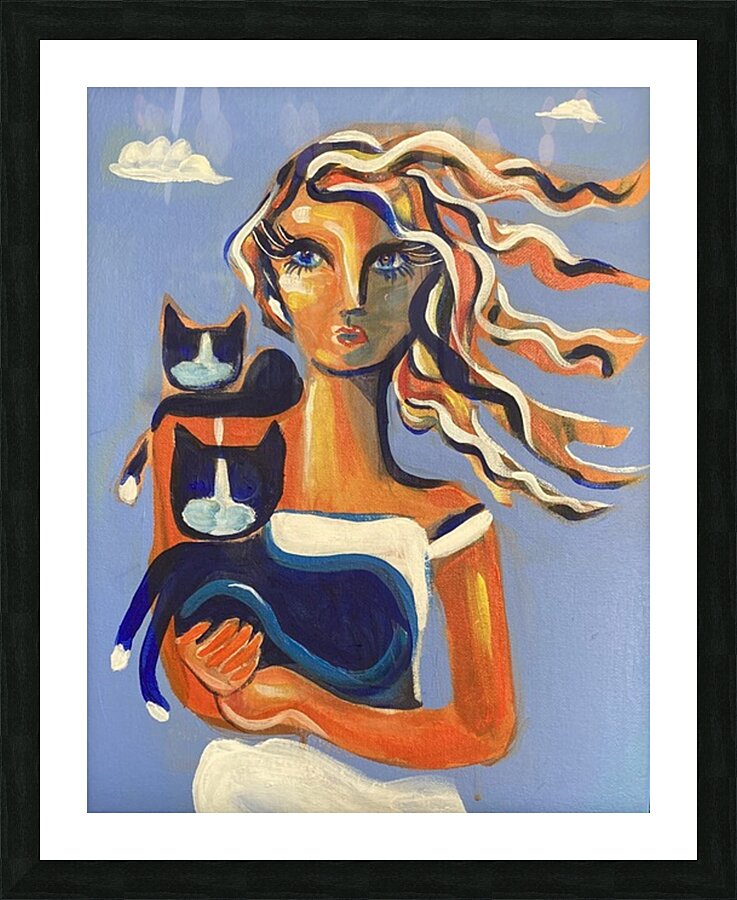 Two Blue Cats  Picture Frame print