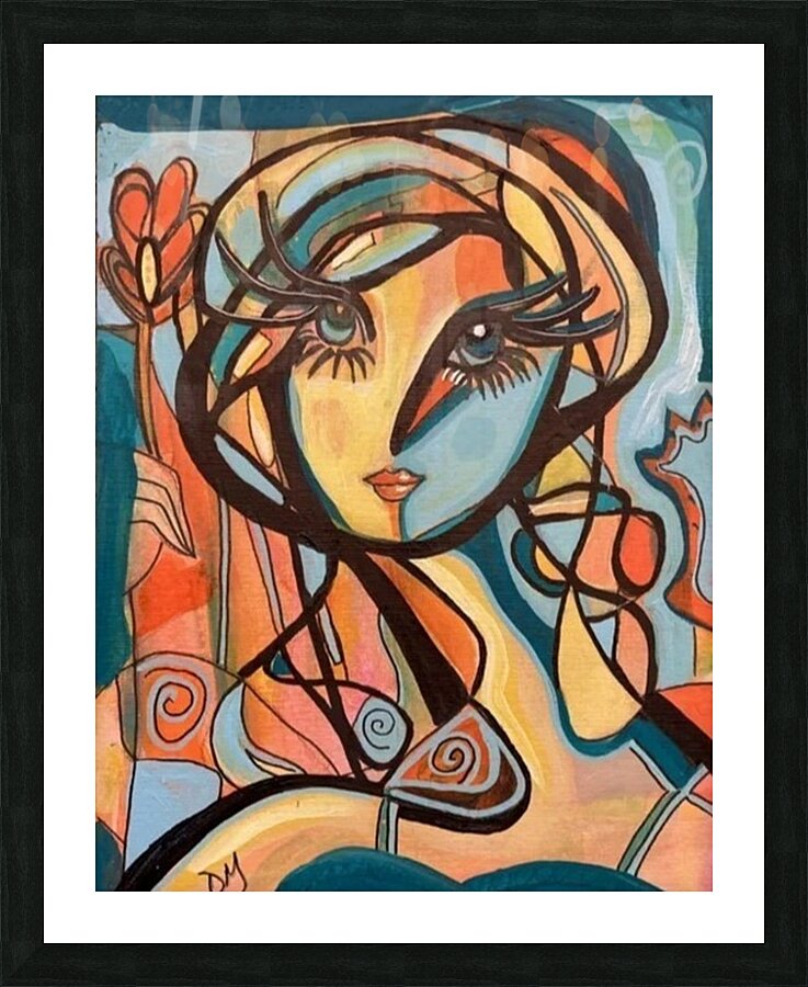Lady With Flower Picture Frame print