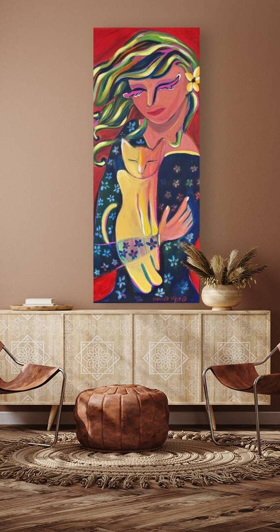 Cat and Lady Hug by Dama Mora