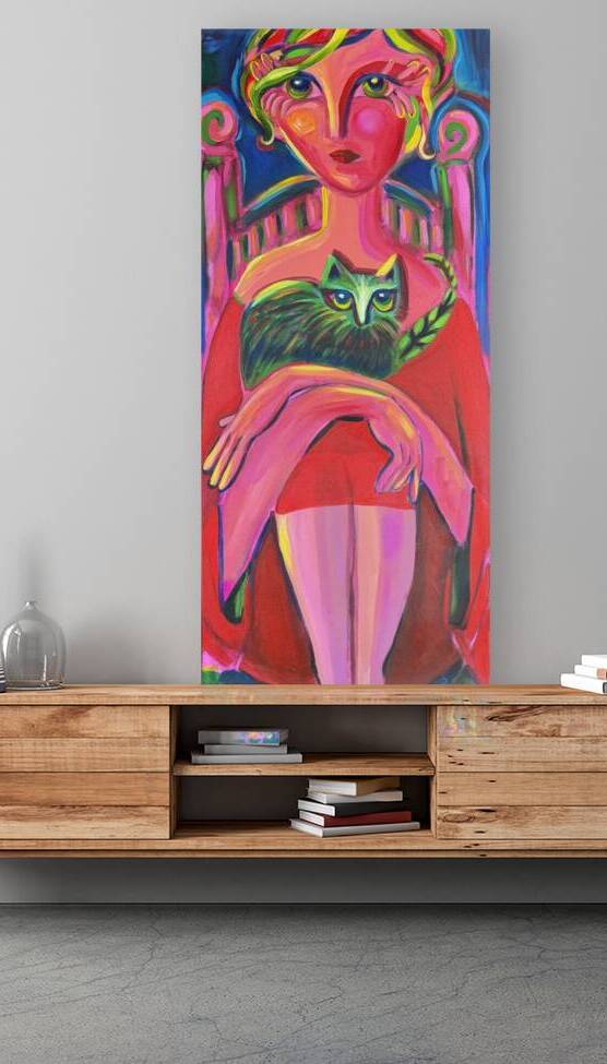 Green Cat and Lady by Dama Mora