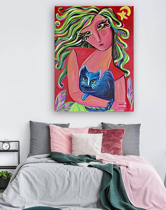 Cat and Lady Green Hair by Dama Mora