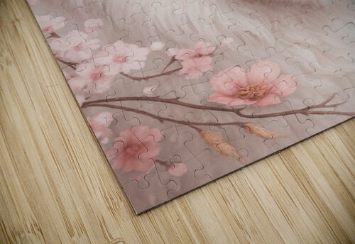 Majestic White Lion in Cherry Blossom Dream 1 Synth Art Emporium puzzle