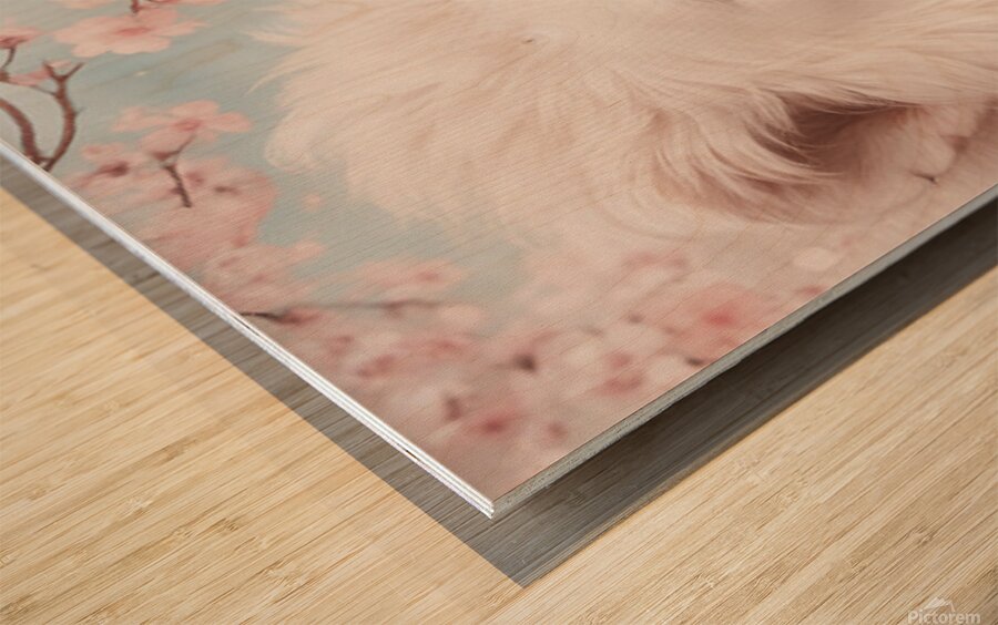 Majestic White Lion in Cherry Blossom Dream 1 Wood print