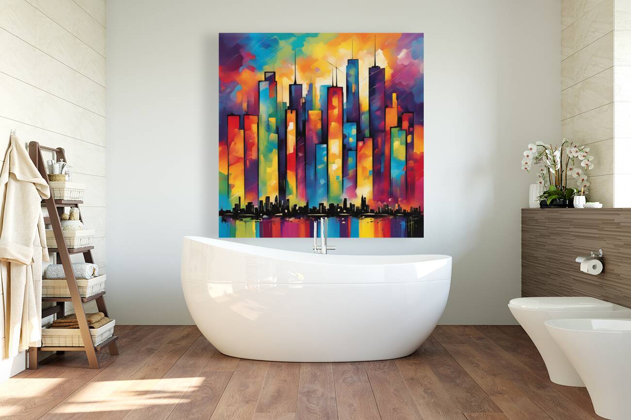 Psychedelic Cityscape Reproduction