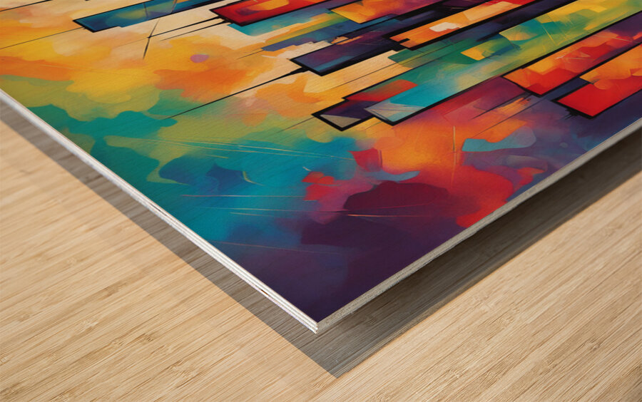 Psychedelic Cityscape Wood print