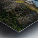 Rock formations and driftwood line the shore of Watmough Bay on  Lopez Island Washington USA Metal print