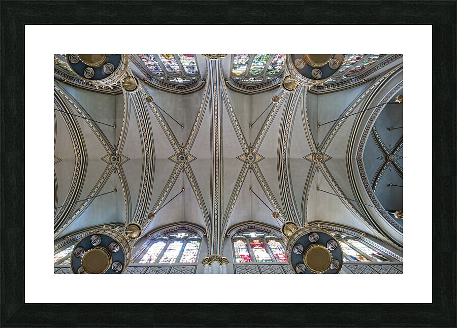 The ornate arched ceiling of the Cathedral of Saint Helena in Helena Montana USA Picture Frame print