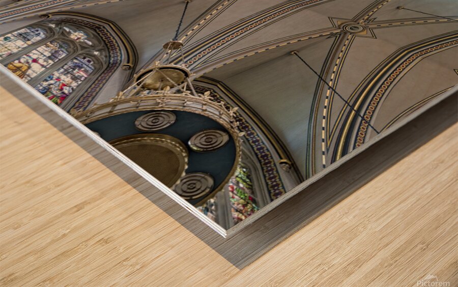 The ornate arched ceiling of the Cathedral of Saint Helena in Helena Montana USA Wood print