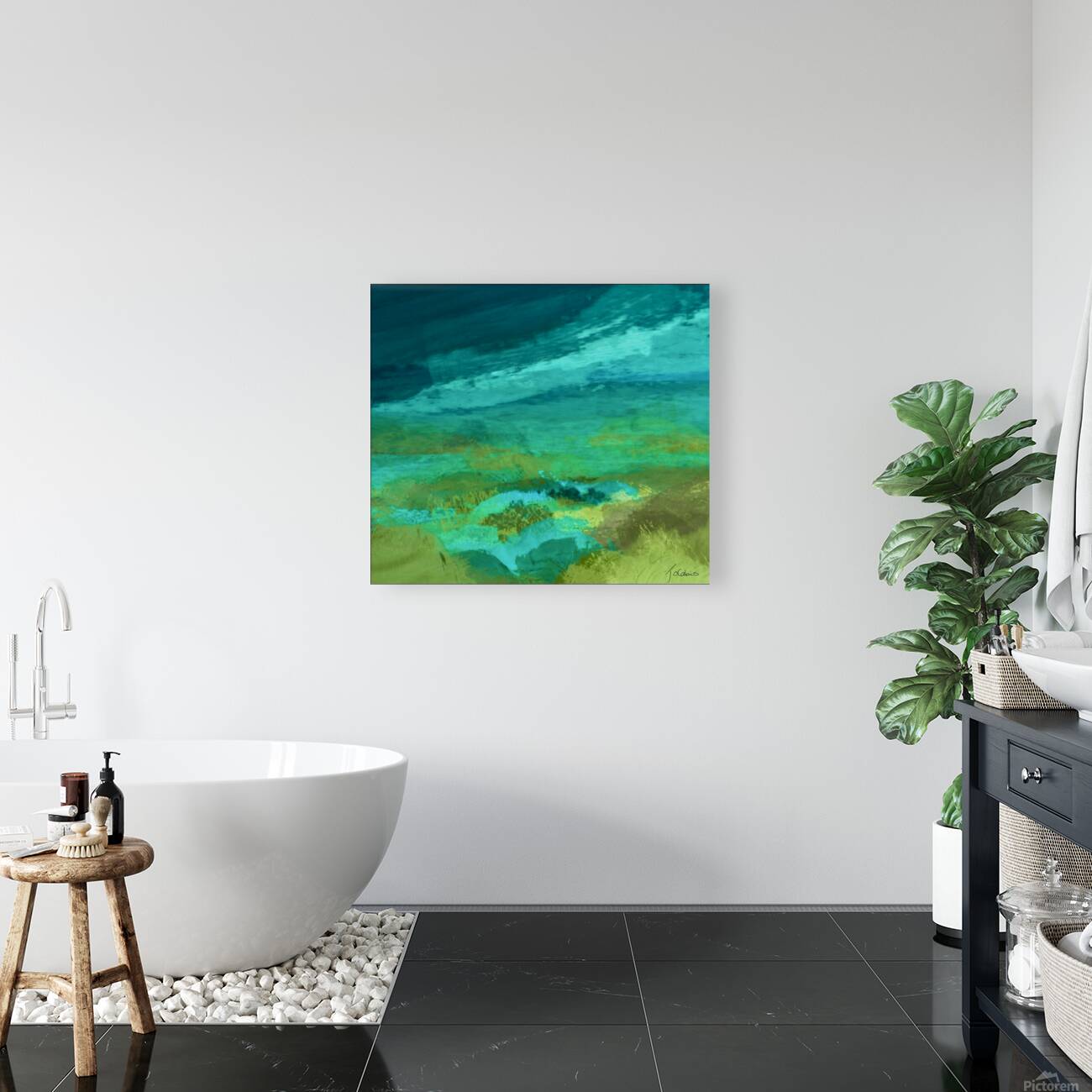 Paysage vert aqua Reproduction