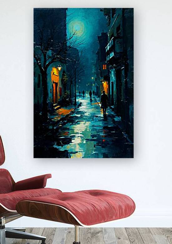 Blue Moon Street -  European Street Scene by Tricky Rabbit Art