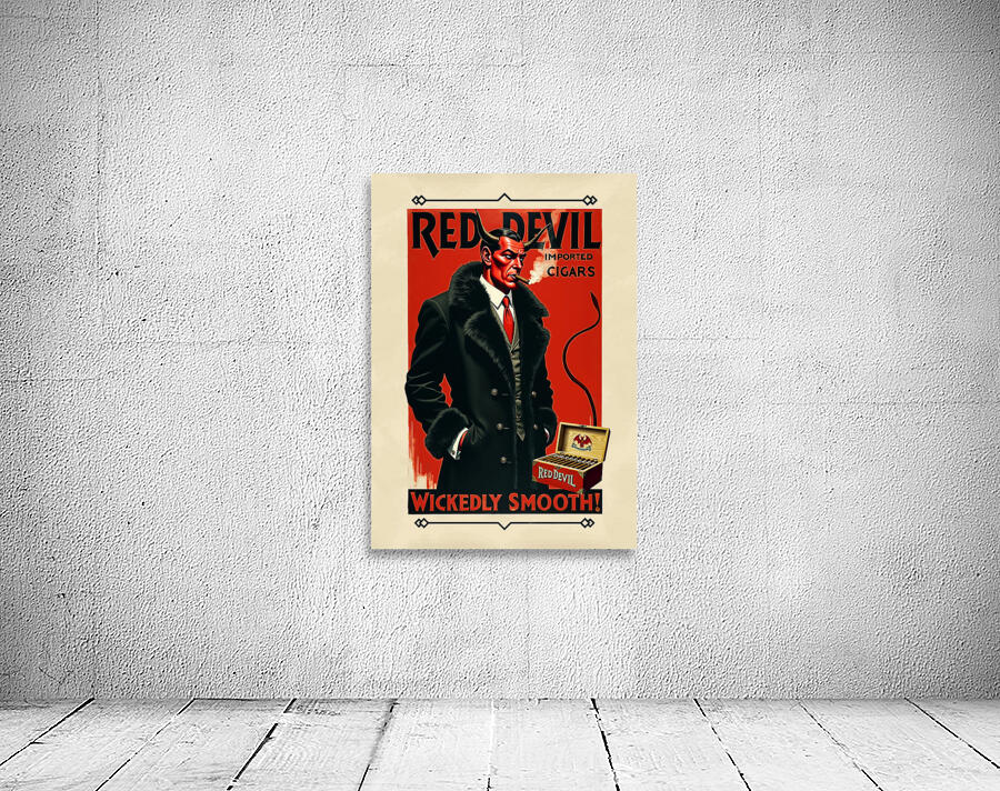 Red Devil Vintage Cigar Poster by Tricky Rabbit Art Wall Art