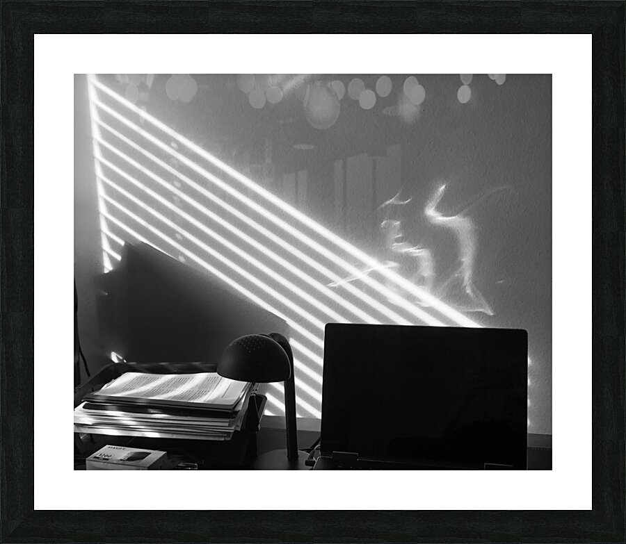 Sunlight on computer screen Picture Frame print