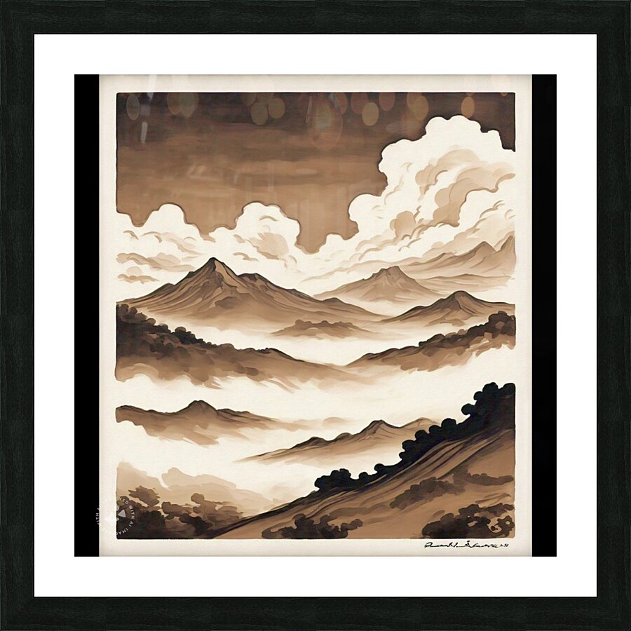 Ink brush landscape 2 Picture Frame print